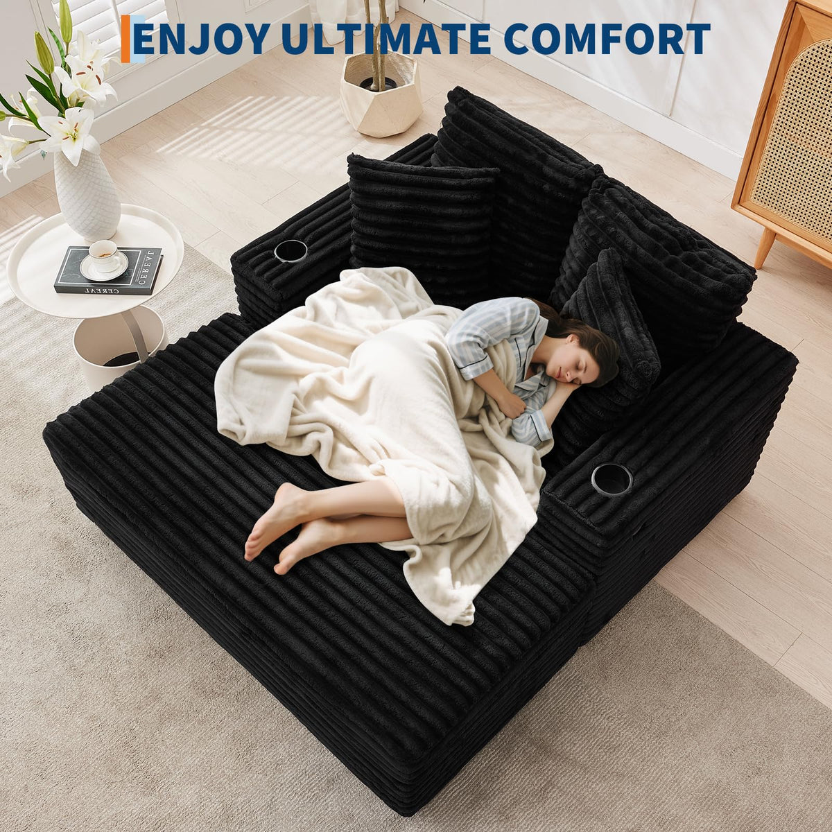 GarveeHome 60" Oversized Indoor Recliner Chair for Living Room, Black