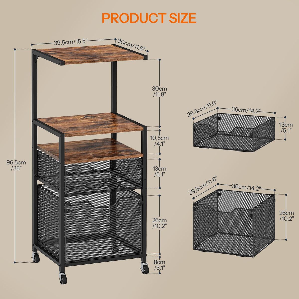 Rolling File Cabinet with Shelves