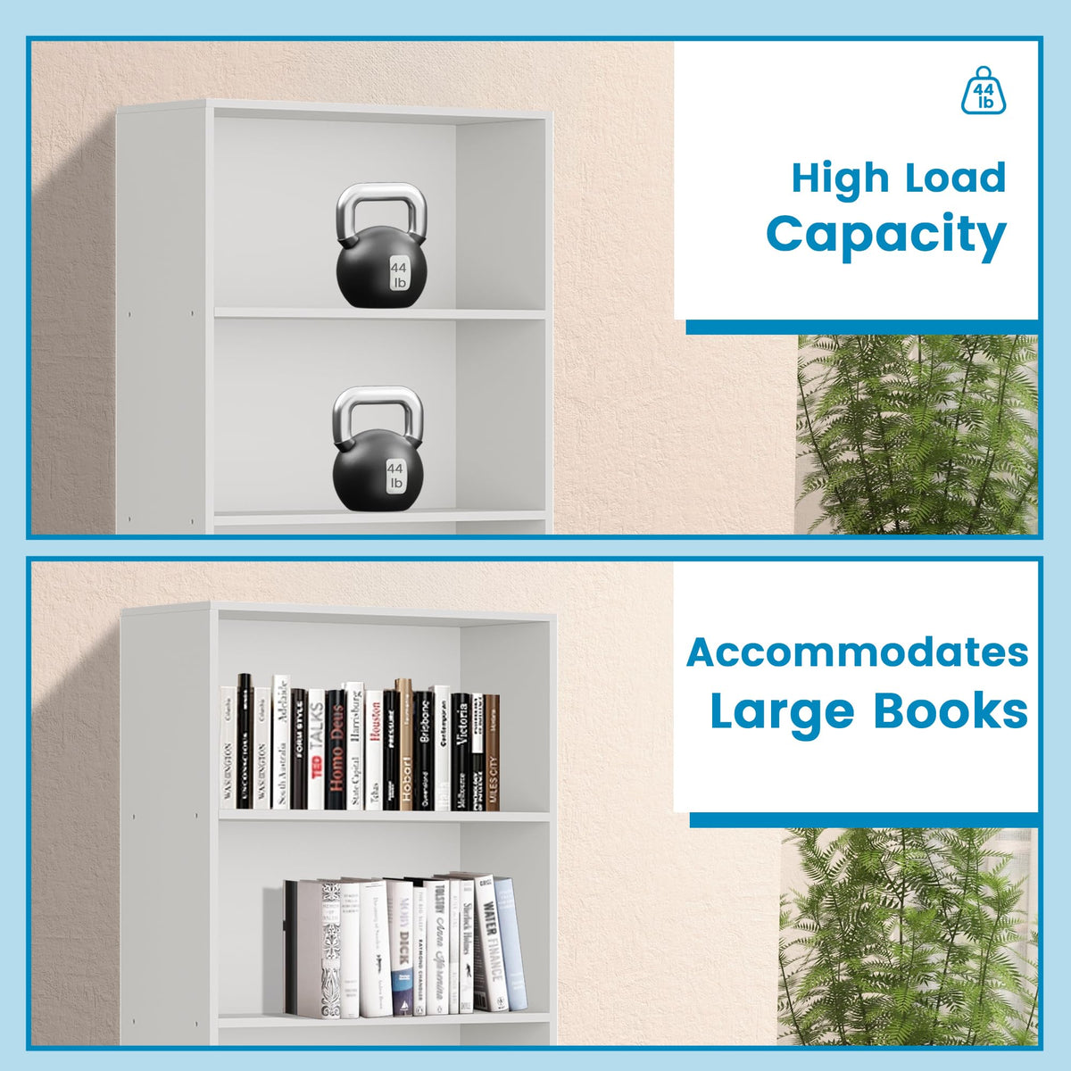 White 6-Tier Bookshelf