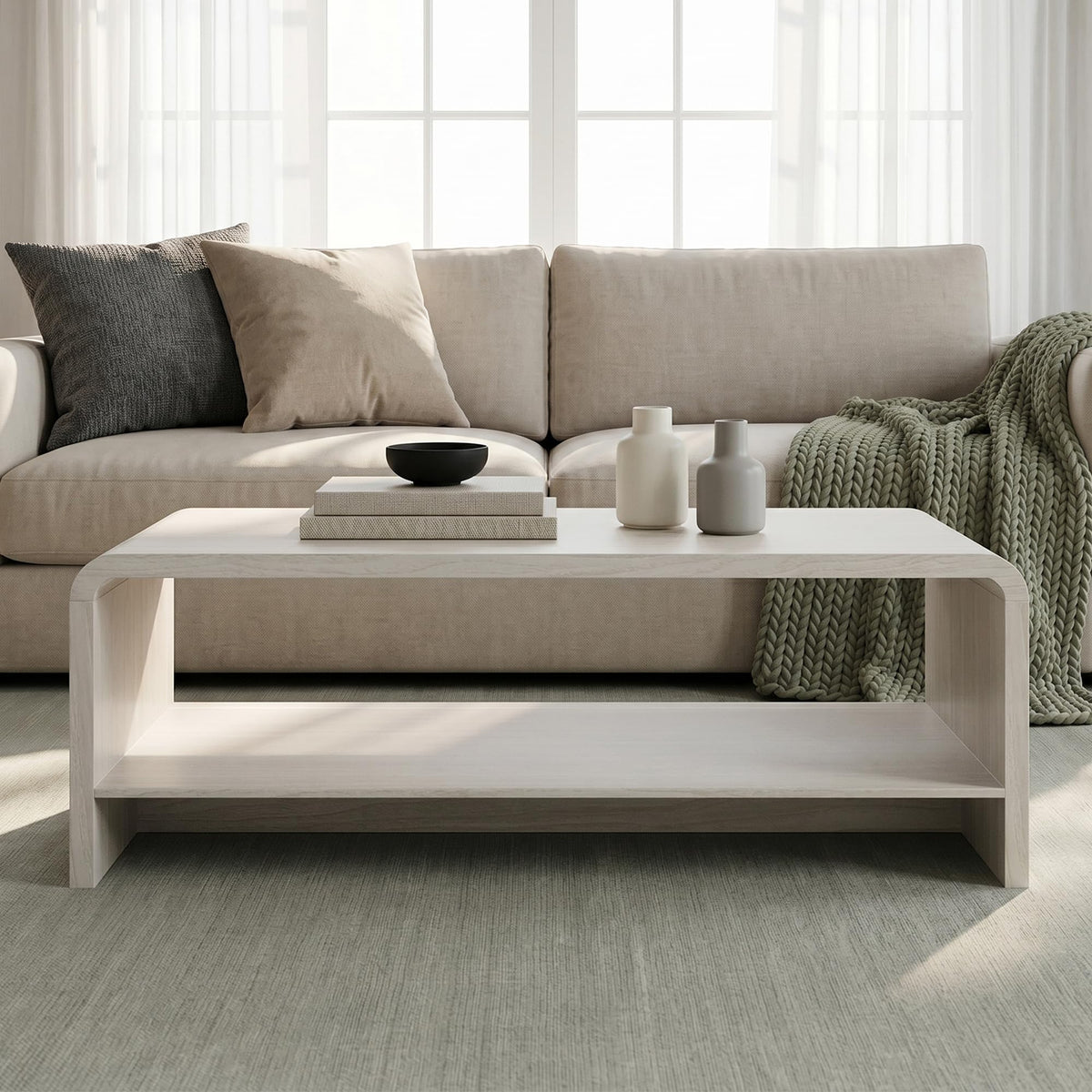 Curved Coffee Table with Storage
