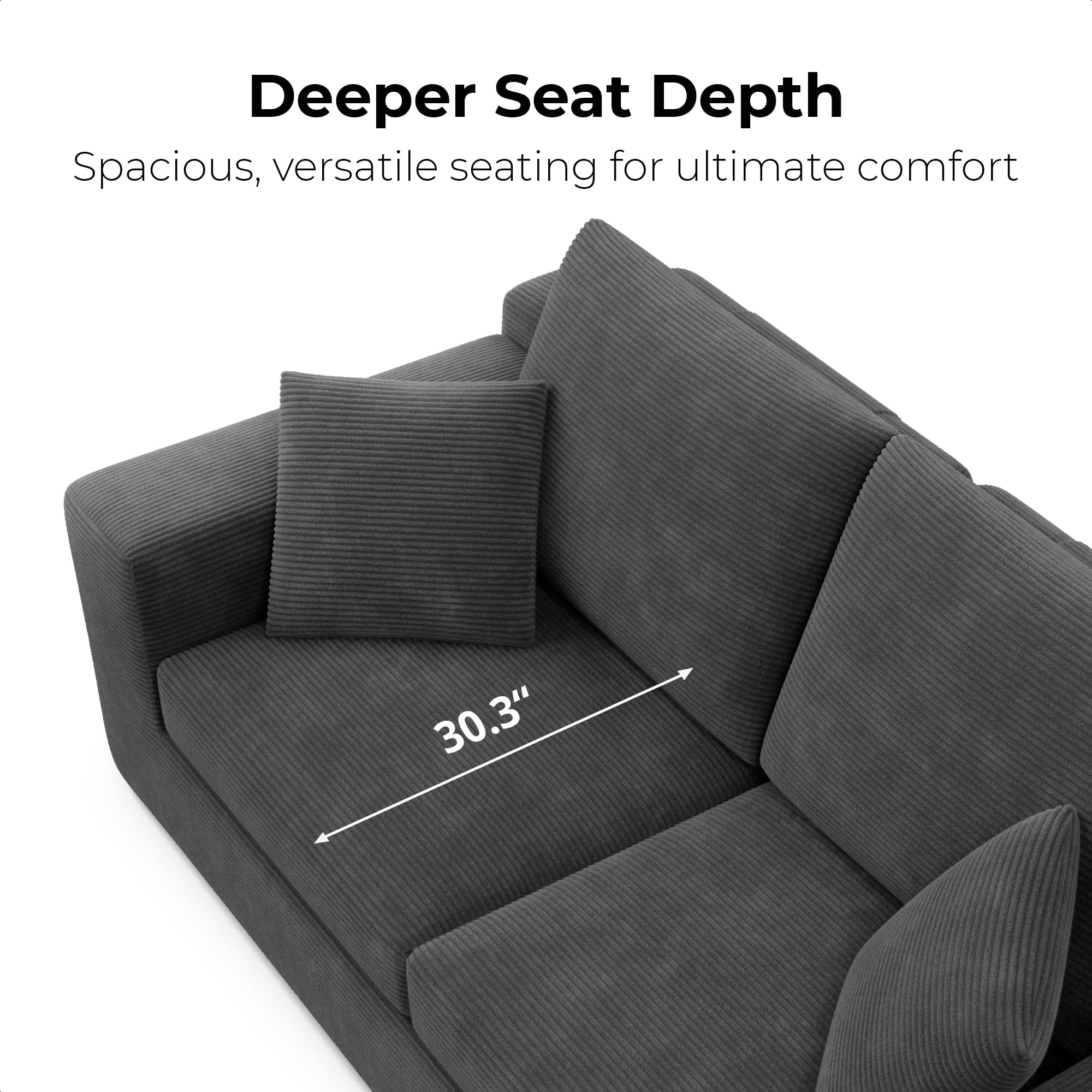 78" Corduroy Loveseat Sofa – Deep Seat, No Assembly
