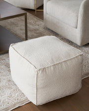Round Boucle Pouf Ottoman Foot Rest