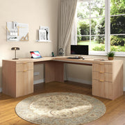 Natural Oak Fluted L-Shaped Desk