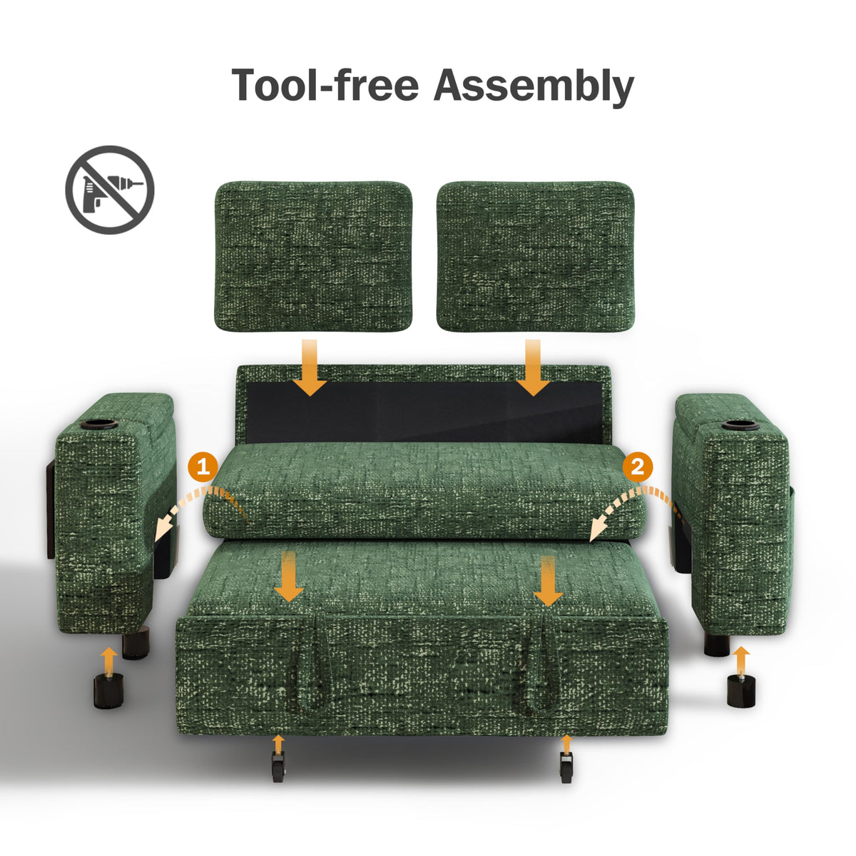 Chenille Pull-Out Sleeper Loveseat