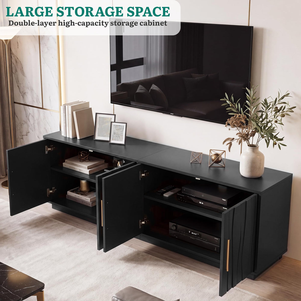 Black Fluted TV Stand