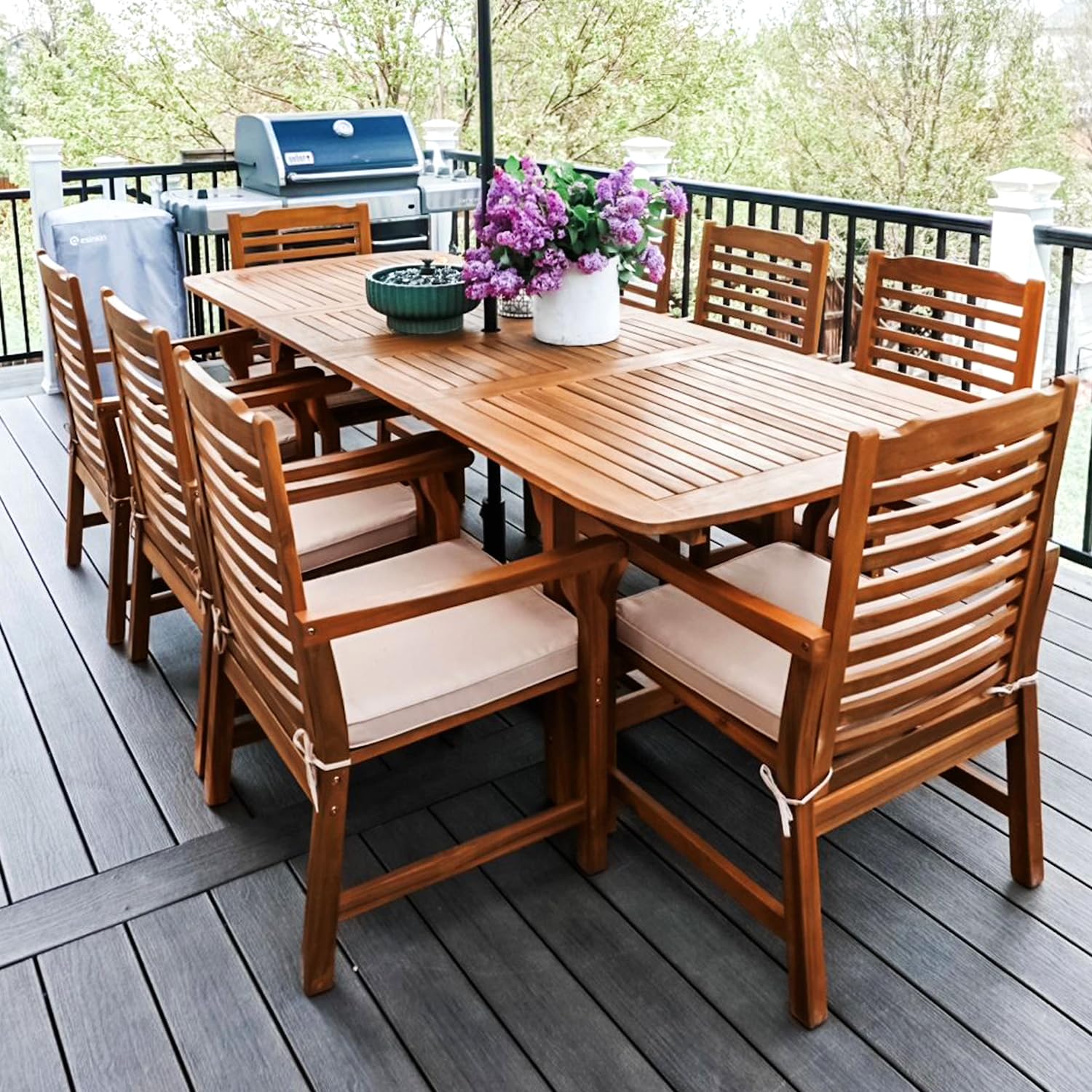 Acacia Wood Extendable Patio Dining Set