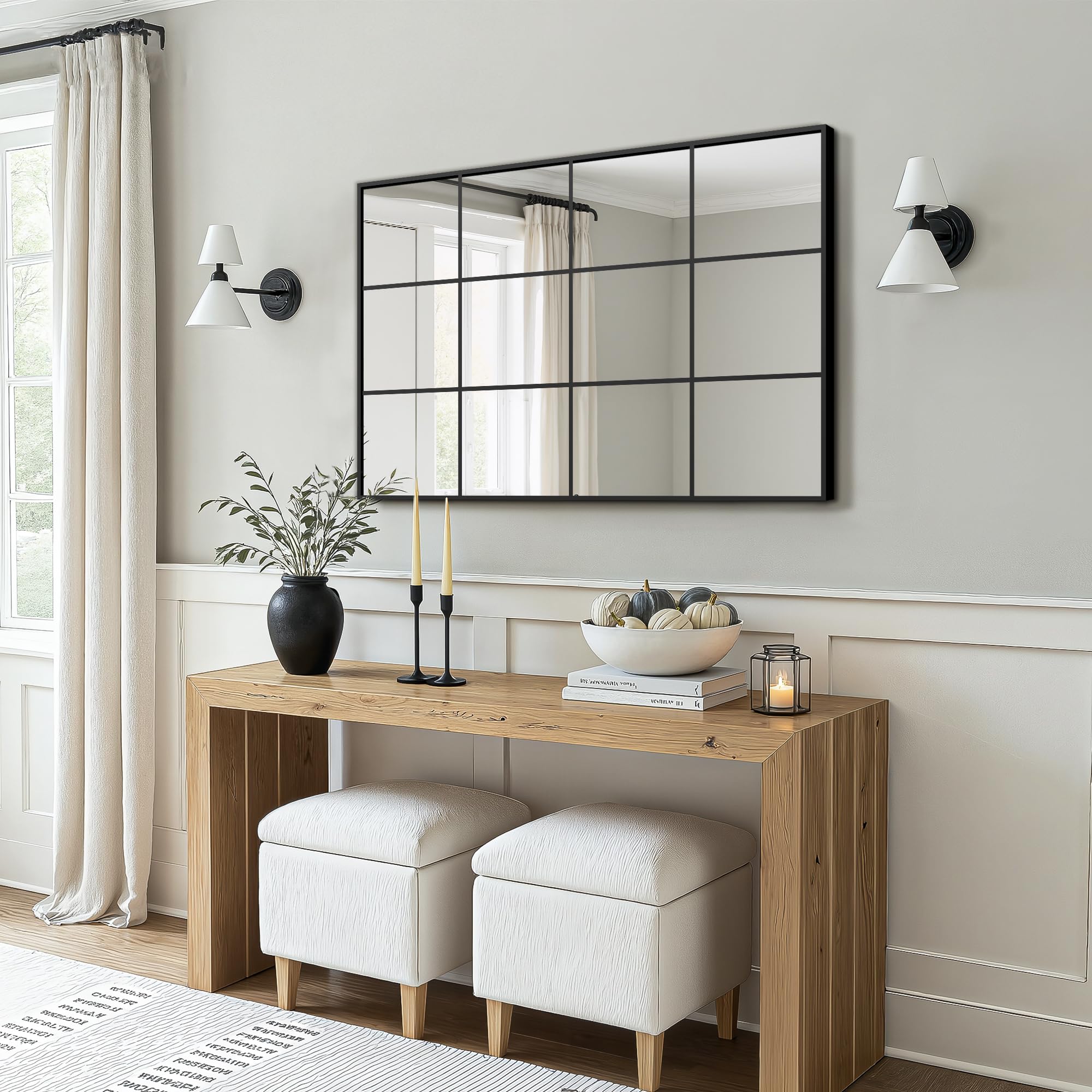 Windowpane Grid Wall Mirror