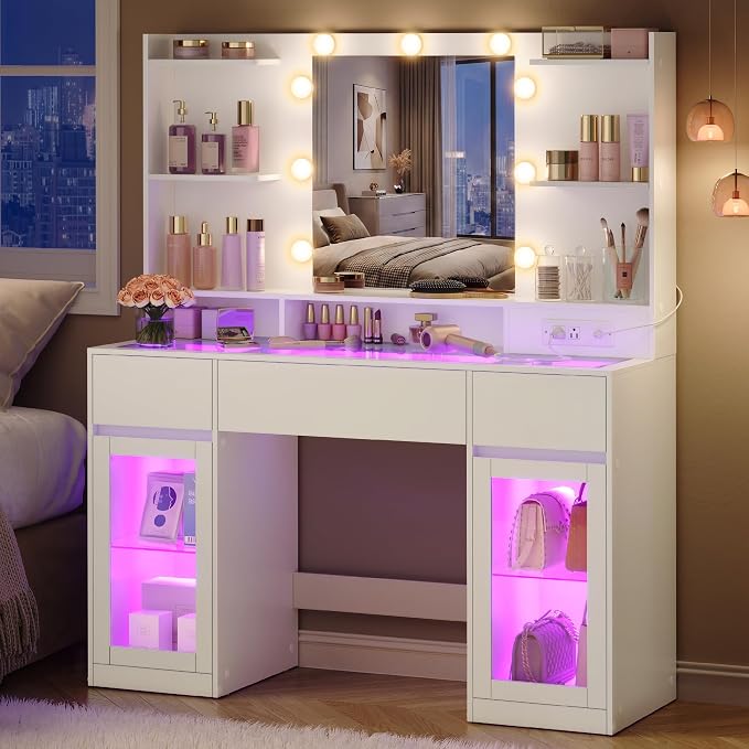 9-Drawer Lighted Makeup Vanity