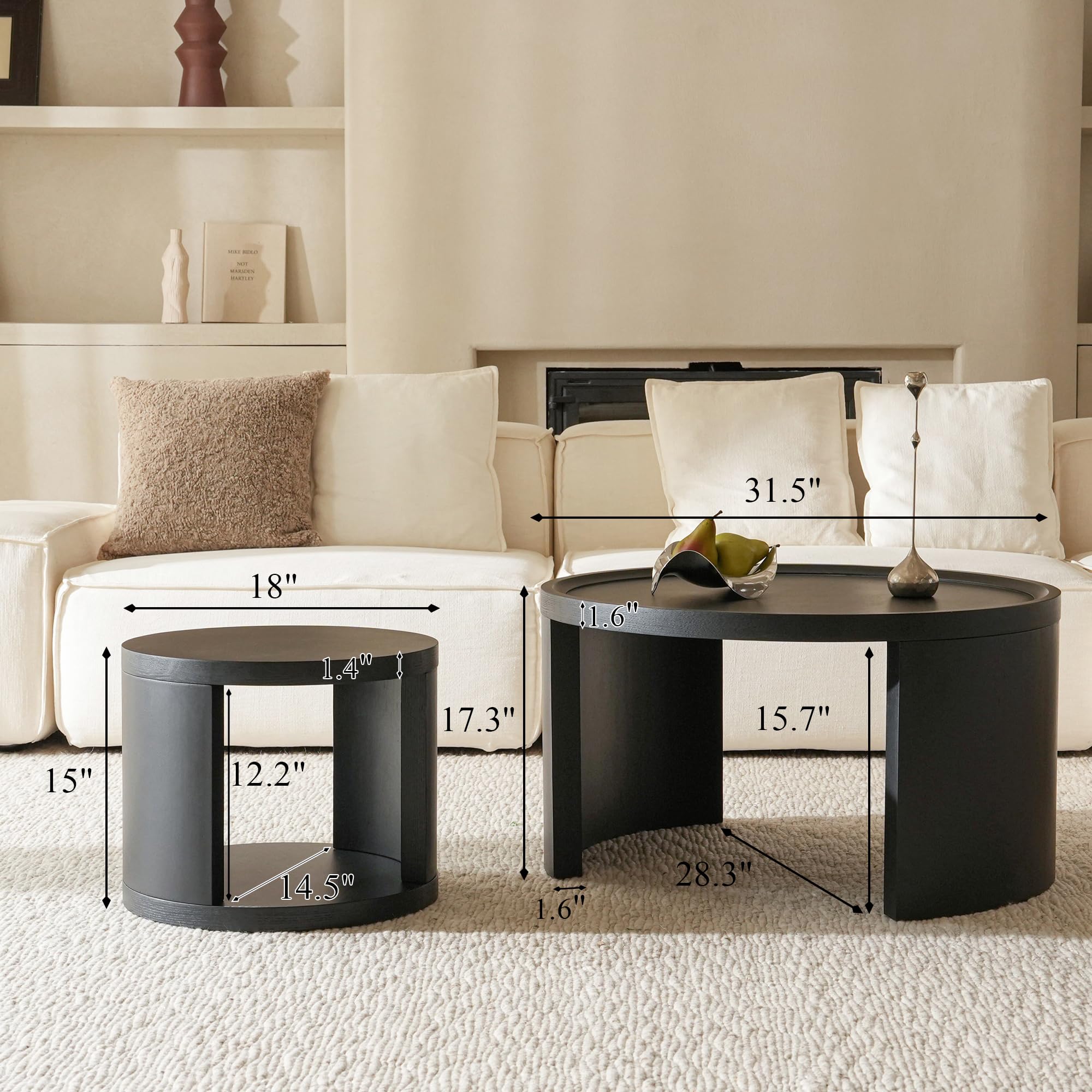 Round Nesting Coffee Table Set of 2