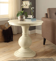 Round Pedestal End Table – Antique White