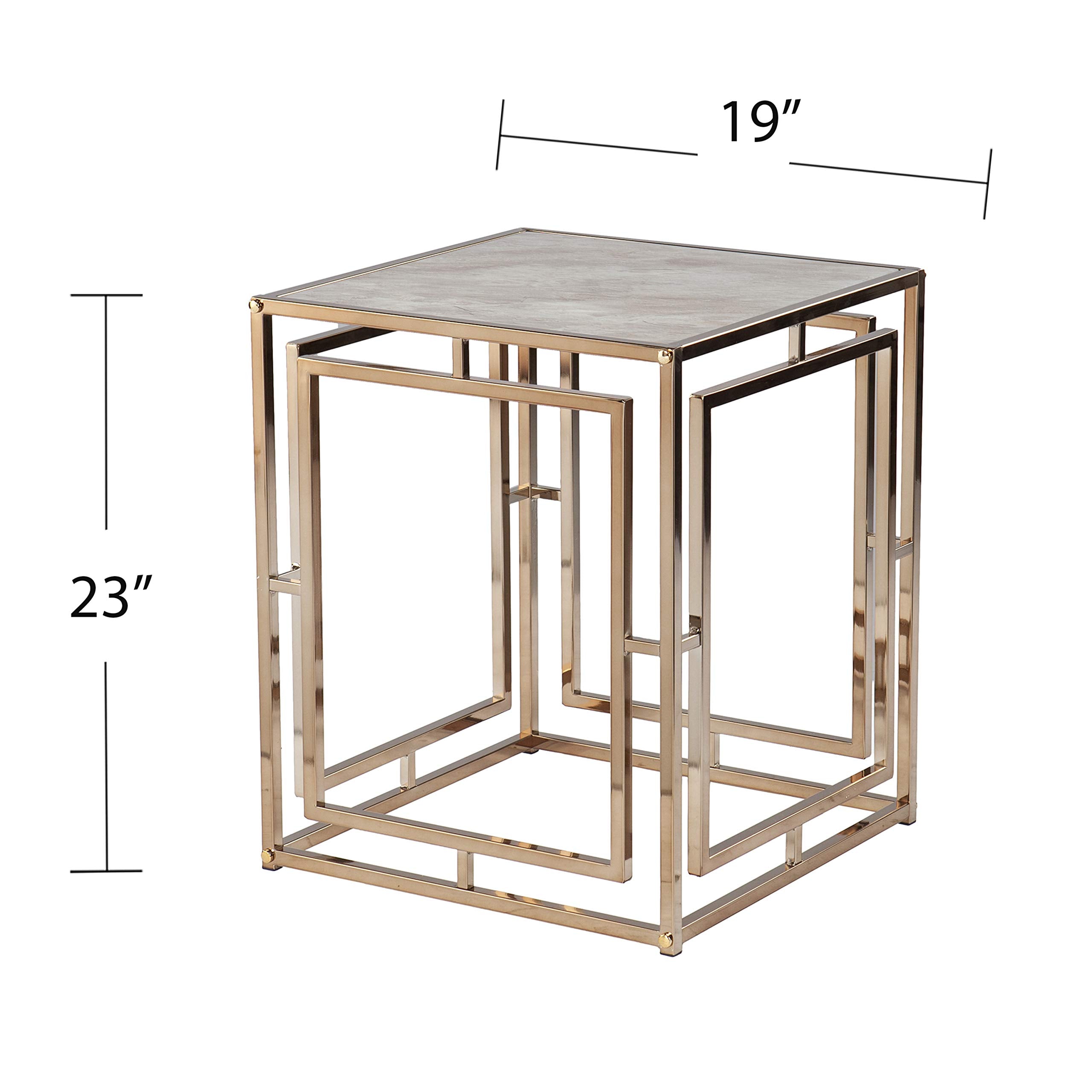 Faux Marble Square End Table