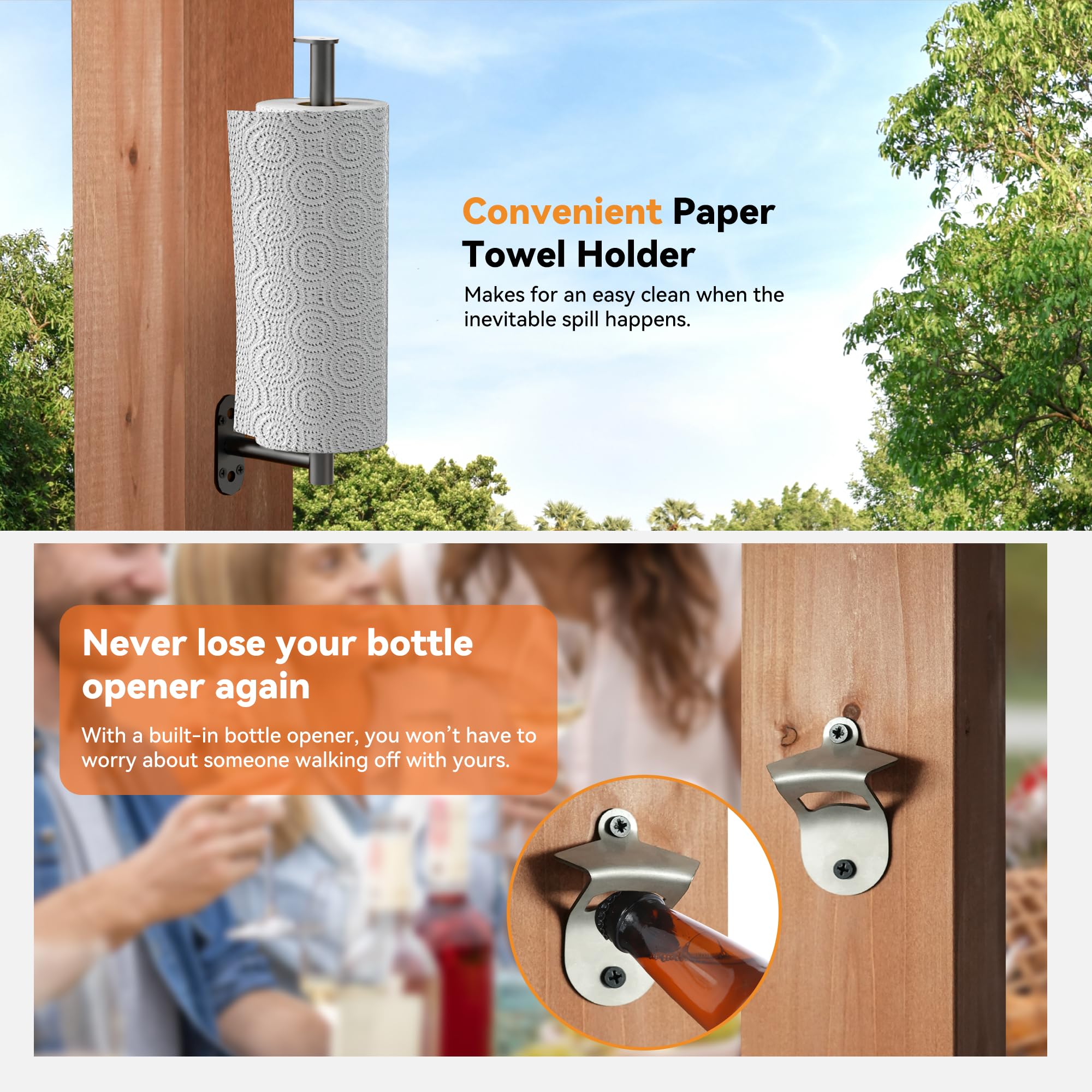 Modern Shade The Aura Cedar Wood Outdoor Bar with Shelves & Paper Towel Holder, Grill Gazebo with USB and USB-C Charging Ports, Wood Gazebo with TV Mount, Galvanized Steel Sloped Roof for Patio
