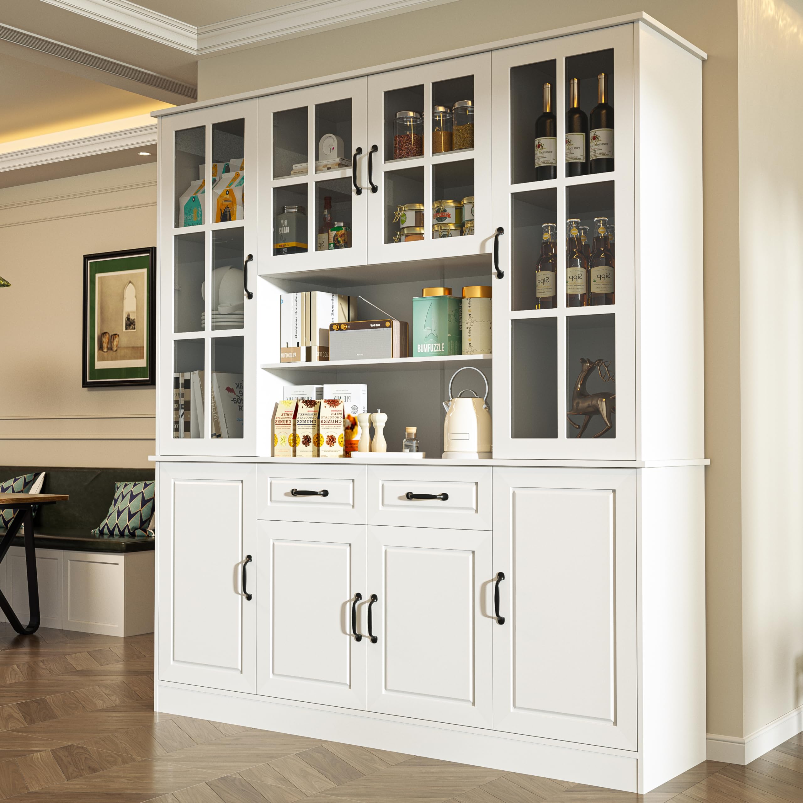 China Hutch Cabinet with Glass Doors