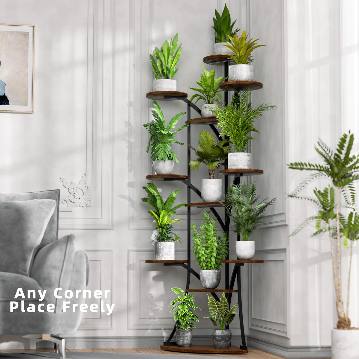 11-Tier Corner Plant Stand with Grow Lights
