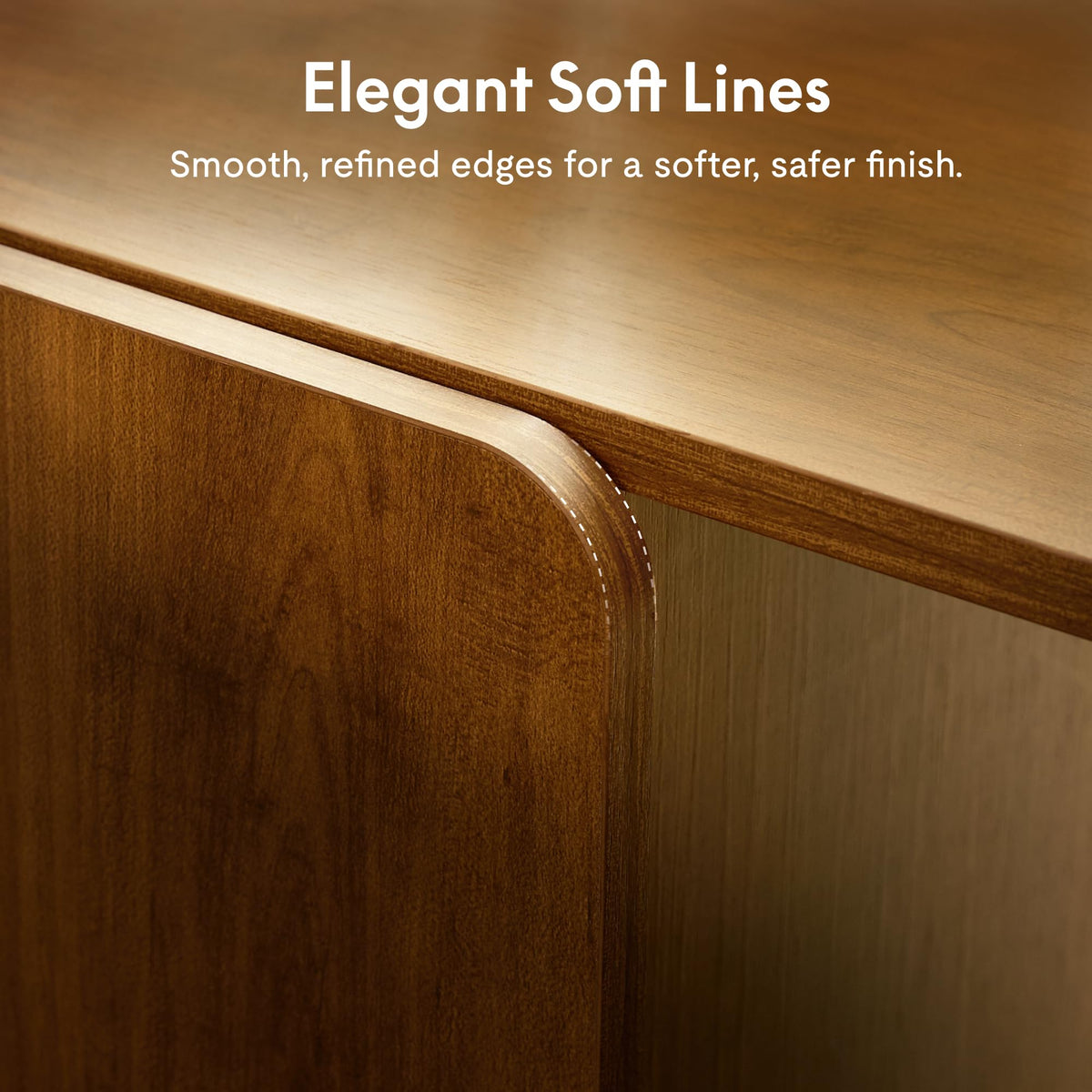 FLEXISPOT Walnut Finish Nightstand with Charging Station, Minimalist Style