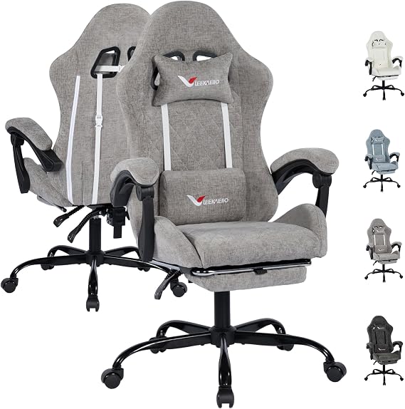 Fabric Gaming Chair with Footrest