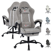 Leekaeiio Fabric Gaming Chair for Adults, Ergonomic Computer Office Desk Chair with Footrest,Pocket Spring Cushion, Reclining High Back Silla Gamer for Home Office, Light Grey