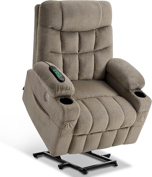 Oversized Dual Motor Power Lift Recliner Chair – 170° Lay Flat, Extended Footrest