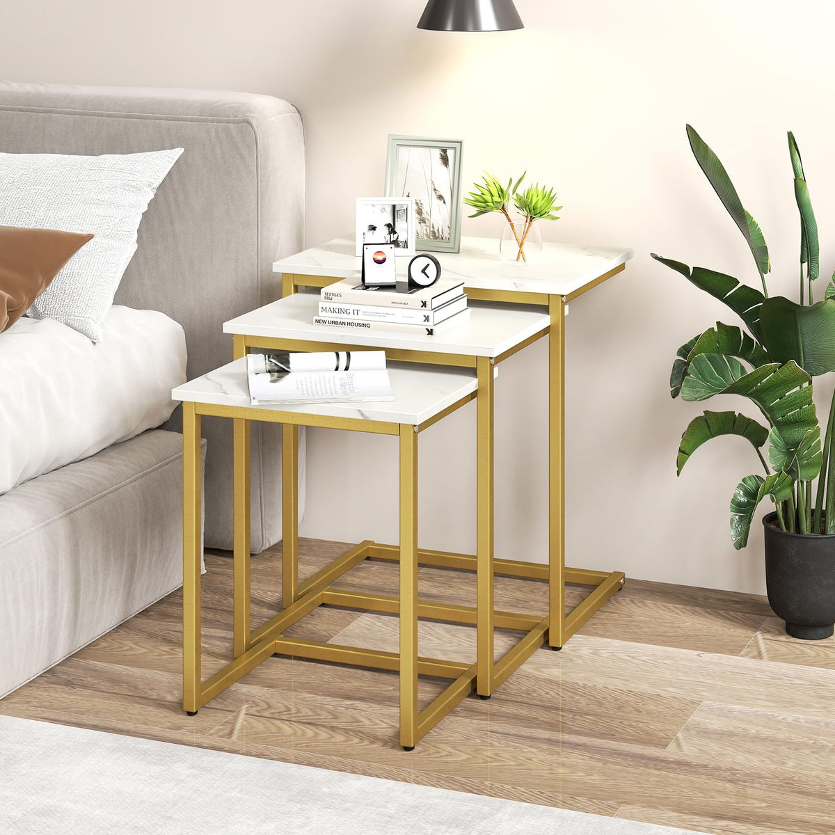 Faux Marble Nesting Tables, Set of 3
