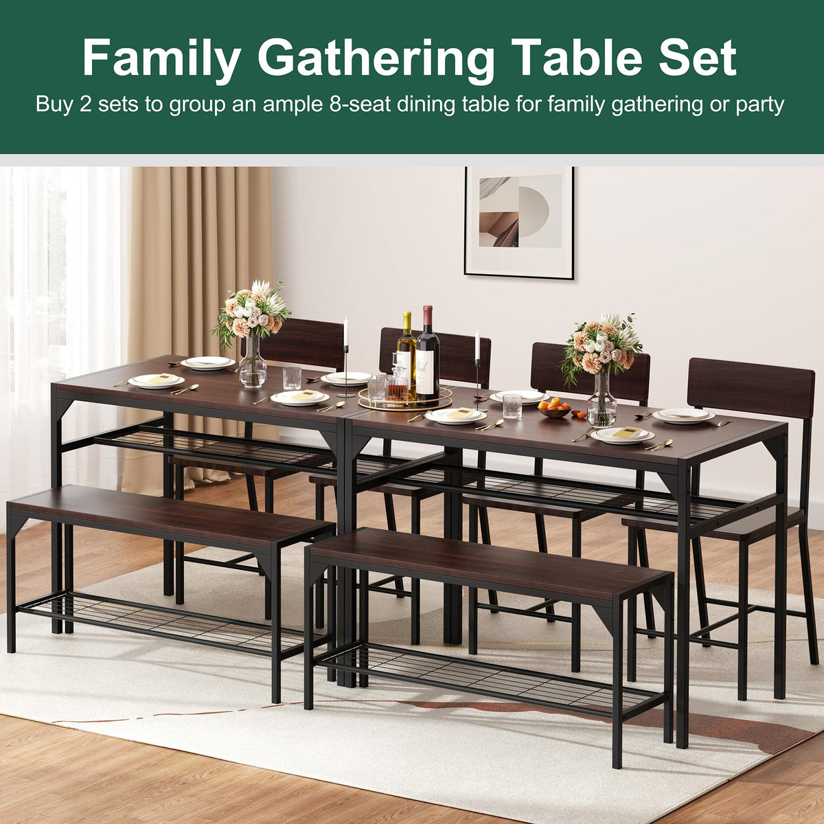 4-Person Dining Set with Bench