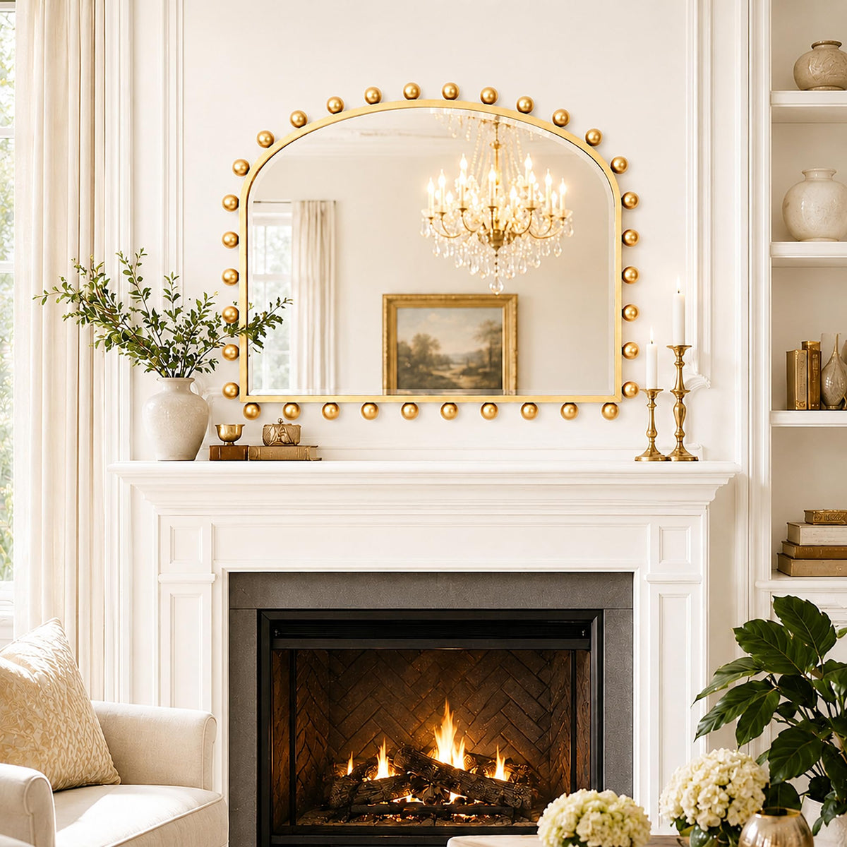 Antique Gold Wide Arch Wall Mirror