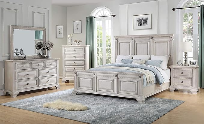5-Piece Bedroom Set with Panel Bed, Dresser, Mirror, Nightstand & Chest