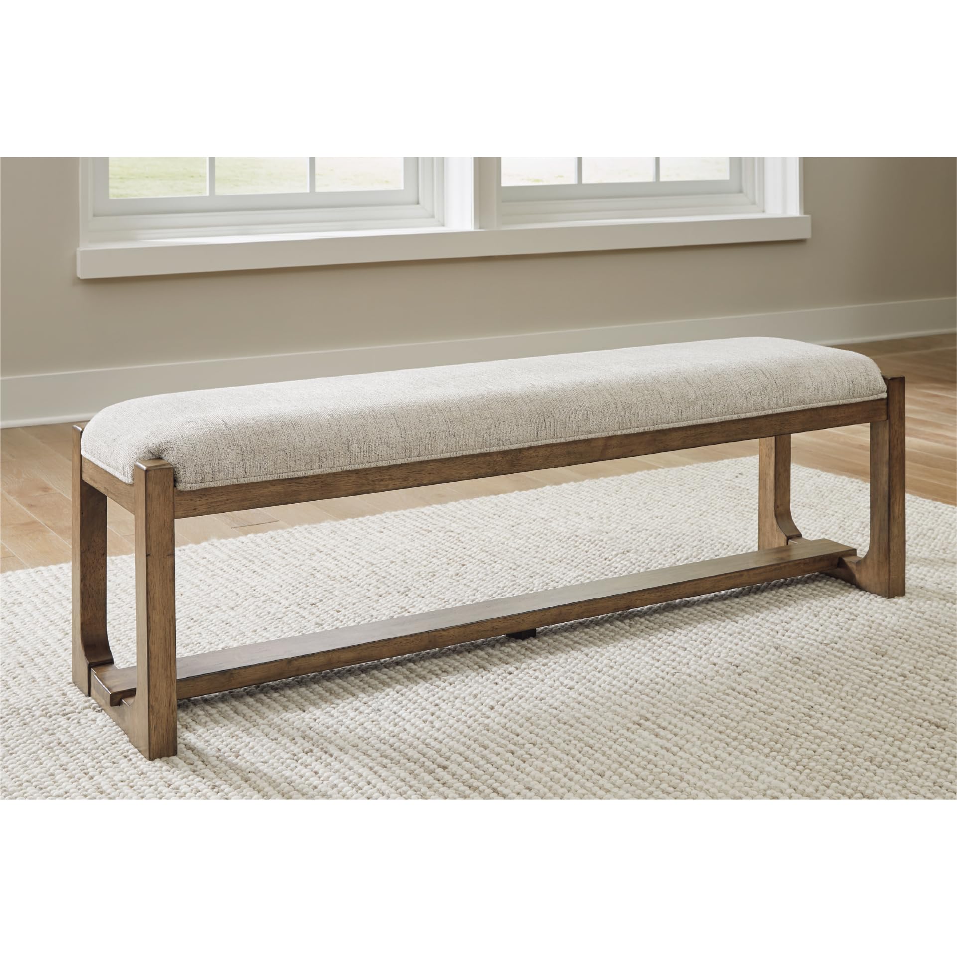 Farmhouse Upholstered Dining Bench with Foam Cushion & Hardwood Frame