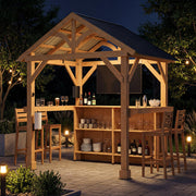 Outdoor Wood Bar Pavilion with Galvanized Steel Roof