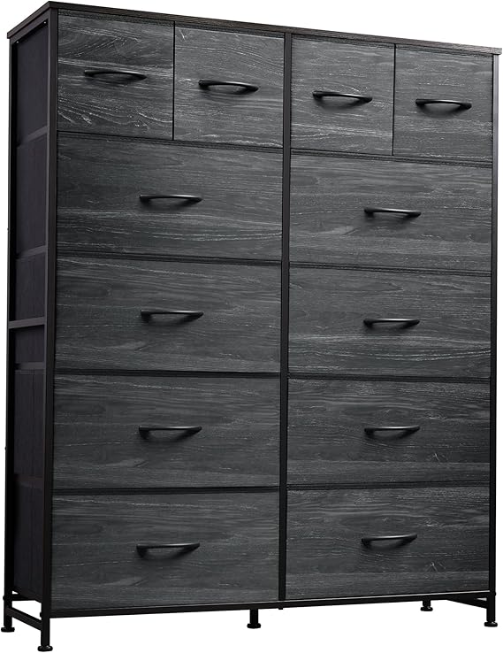 12-Drawer Fabric Dresser with Steel Frame & Wood Top