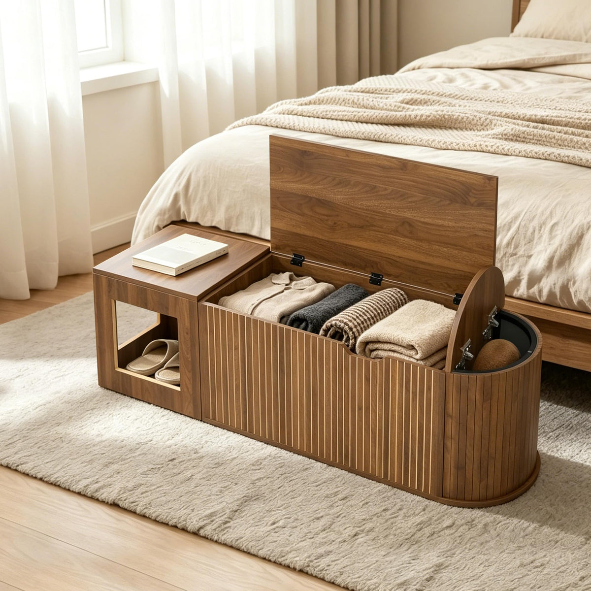 Cushioned Corner Storage Bench