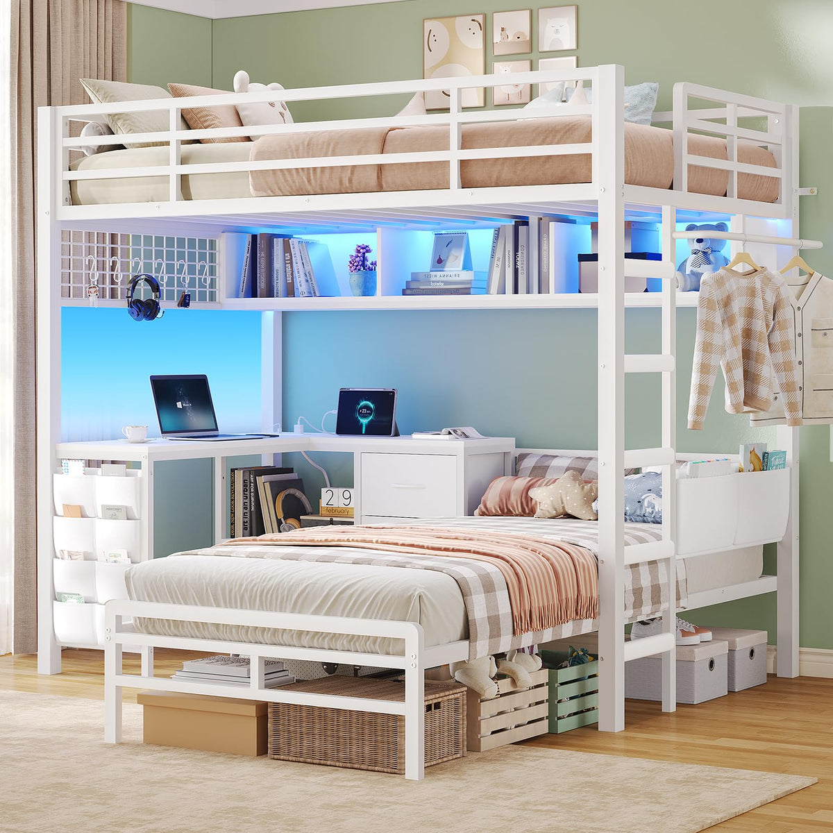 Twin Over Twin Bunk Bed with Desk