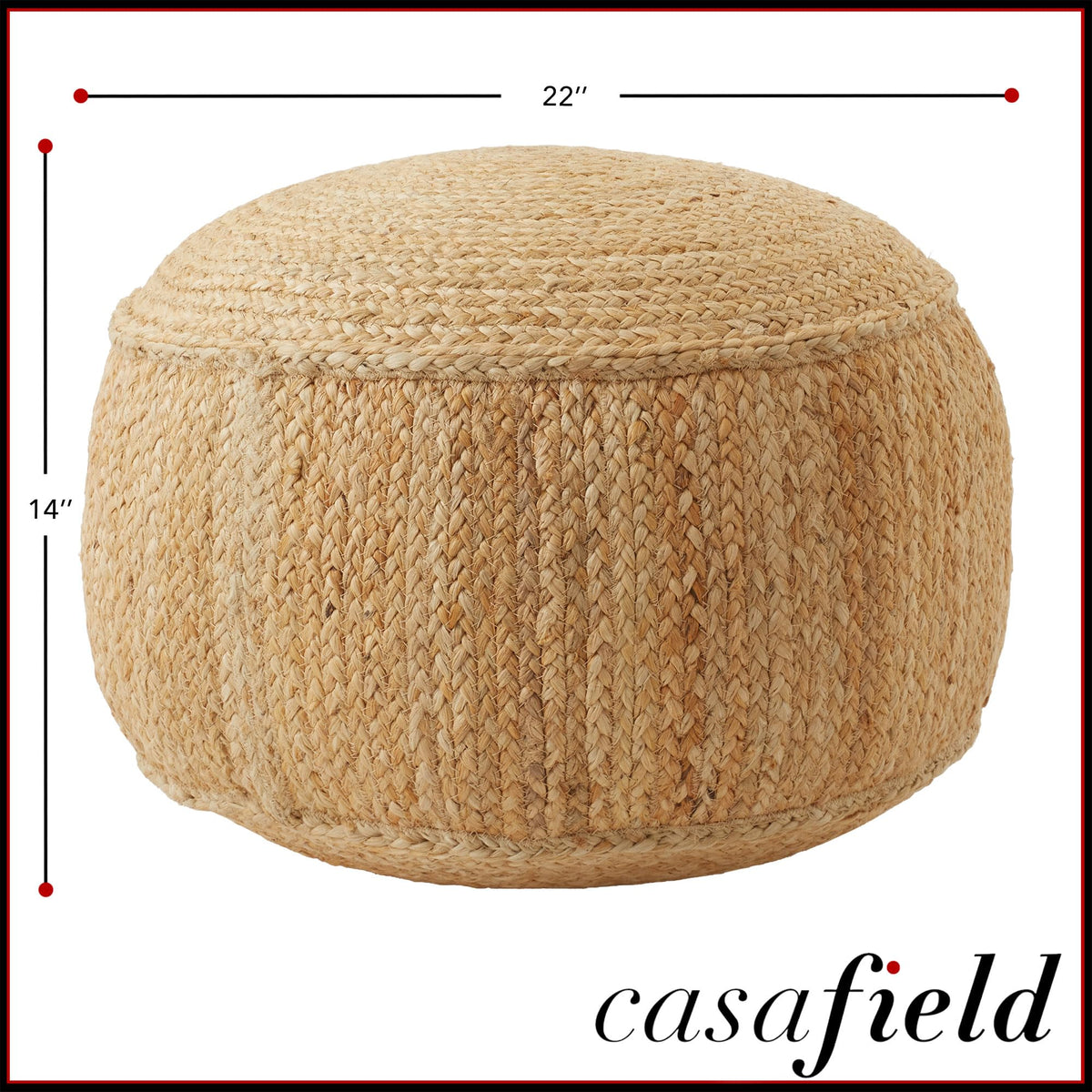 Round Braided Jute Pouf