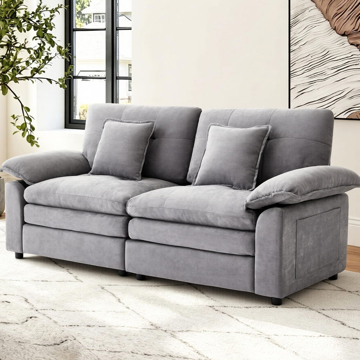 Chenille Loveseat with Side Pocket