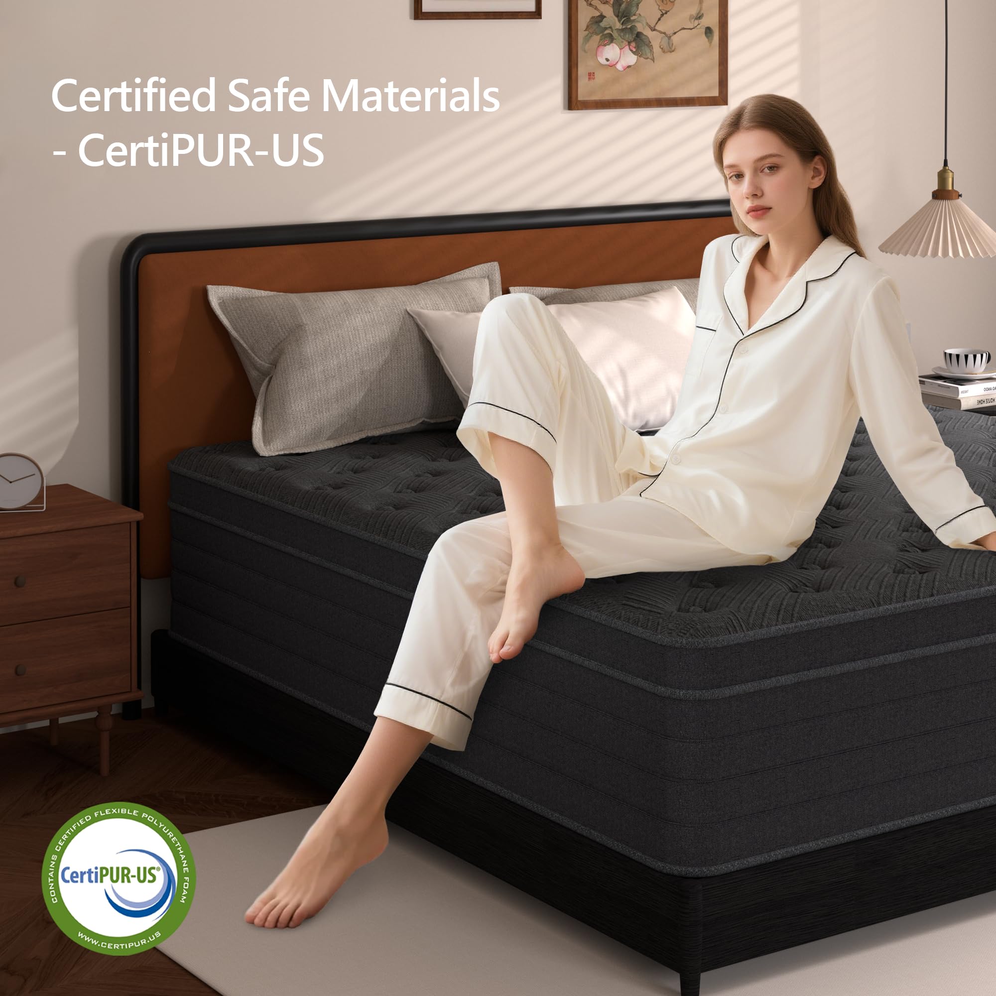 Zhihuvg Queen Size Mattress 14 Inch,Hybrid Mattress in a Box with Individual Pocket Spring,Gel Memory Foam Queen Mattress,Breathable Supportive and Pressure Relief for Cool Night,Medium Firm