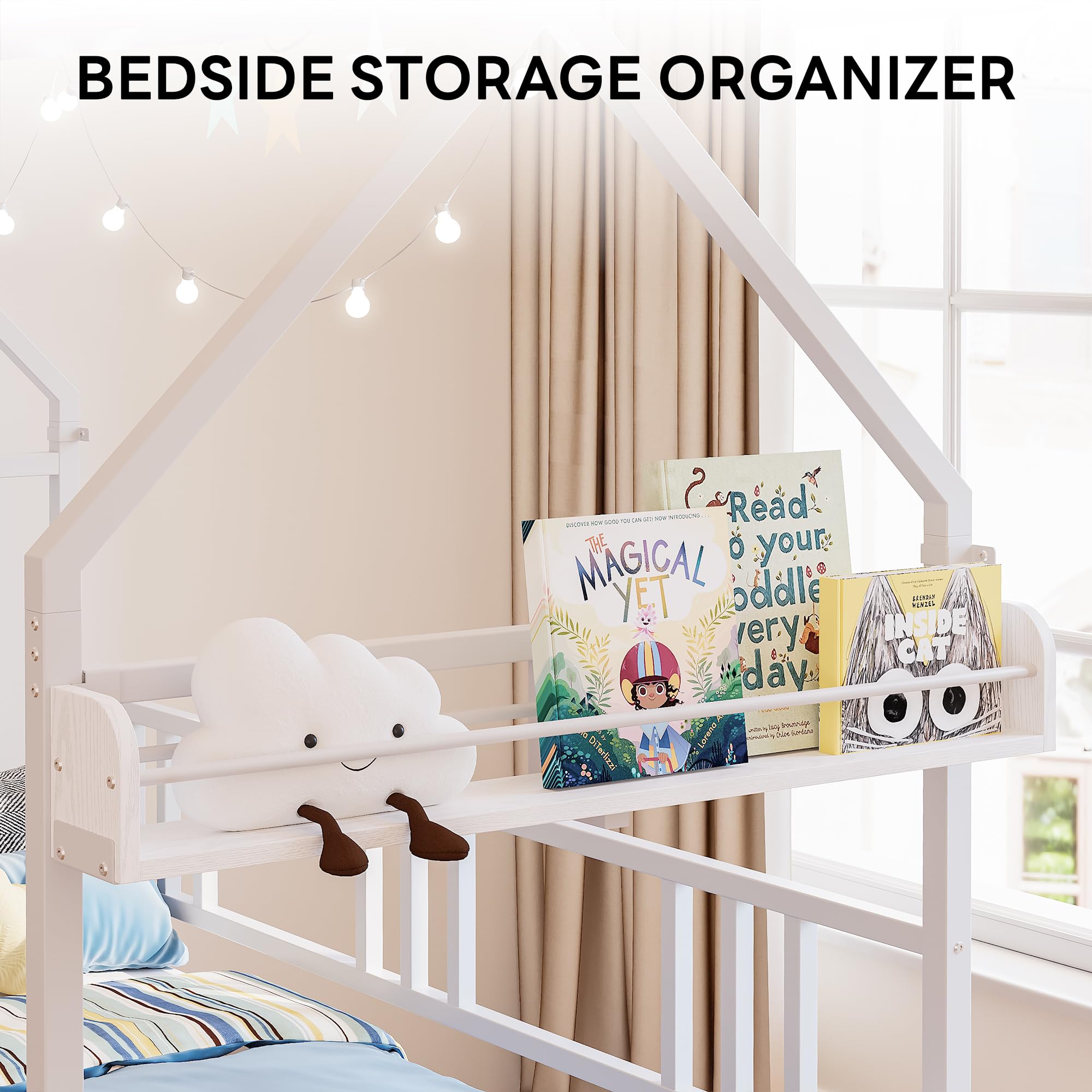 LIKIMIO Daybed with Trundle, House Bunk Twin Bed Frame with Storage,Day Sofa Bed for Living Room, Bedroom and Guest Room,White