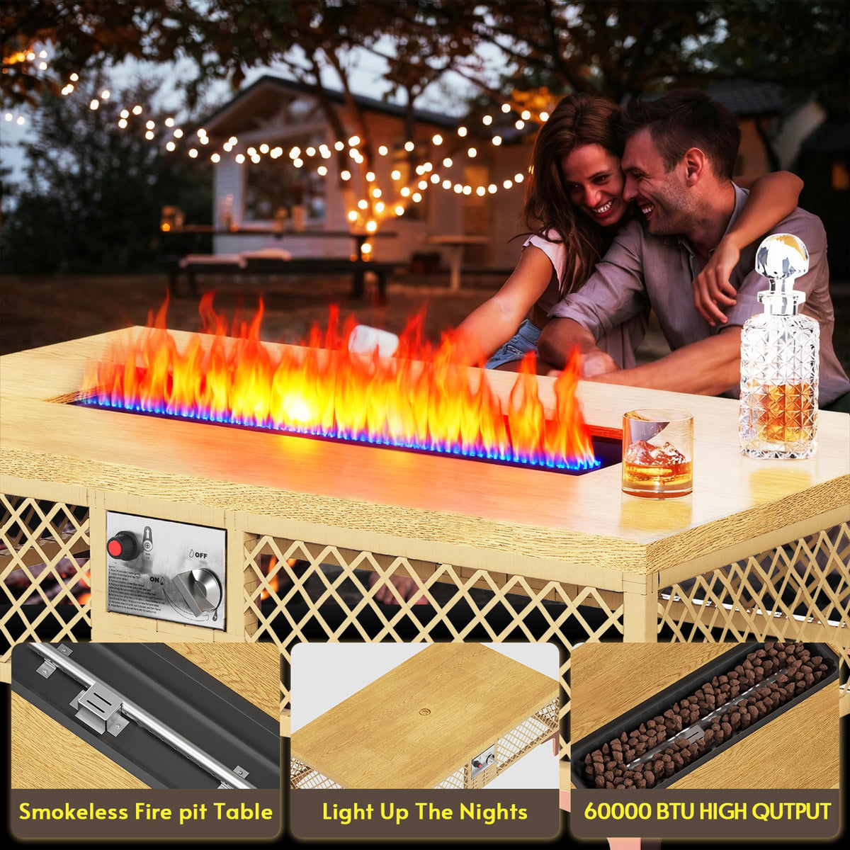 Rattan Fire Pit Table