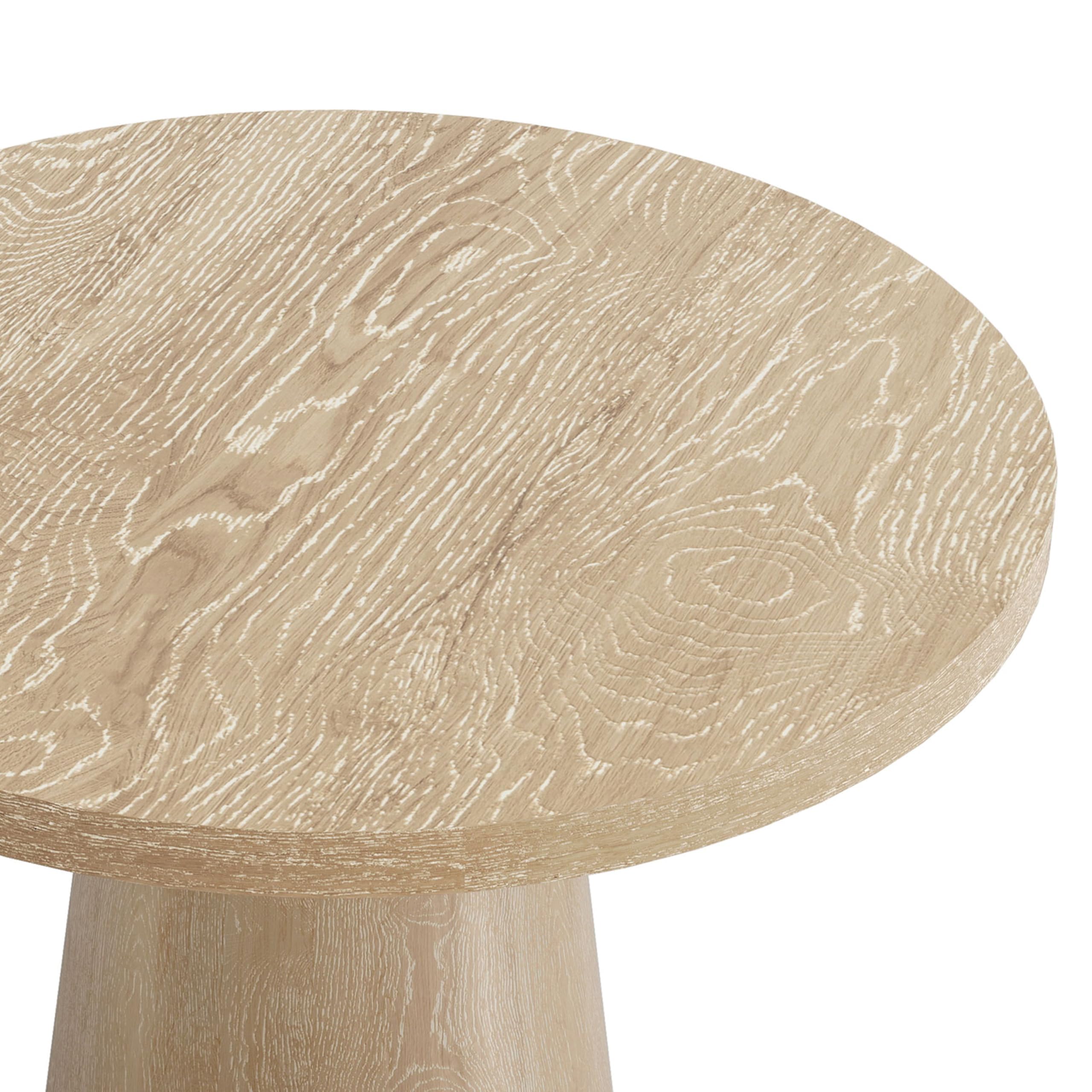 Furniture of America Crambel Modern Solid Rubberwood 20-inch Round End Table with Cone-Shaped Pedestal Base, Living Room Furniture for Small Space, Home Office, Oak Finish