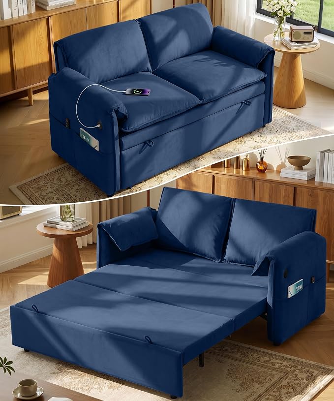 Green Velvet Sleeper Loveseat