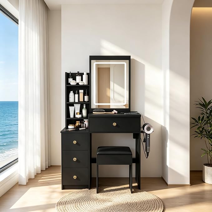 Makeup Vanity Desk with LED Lighted Mirror
