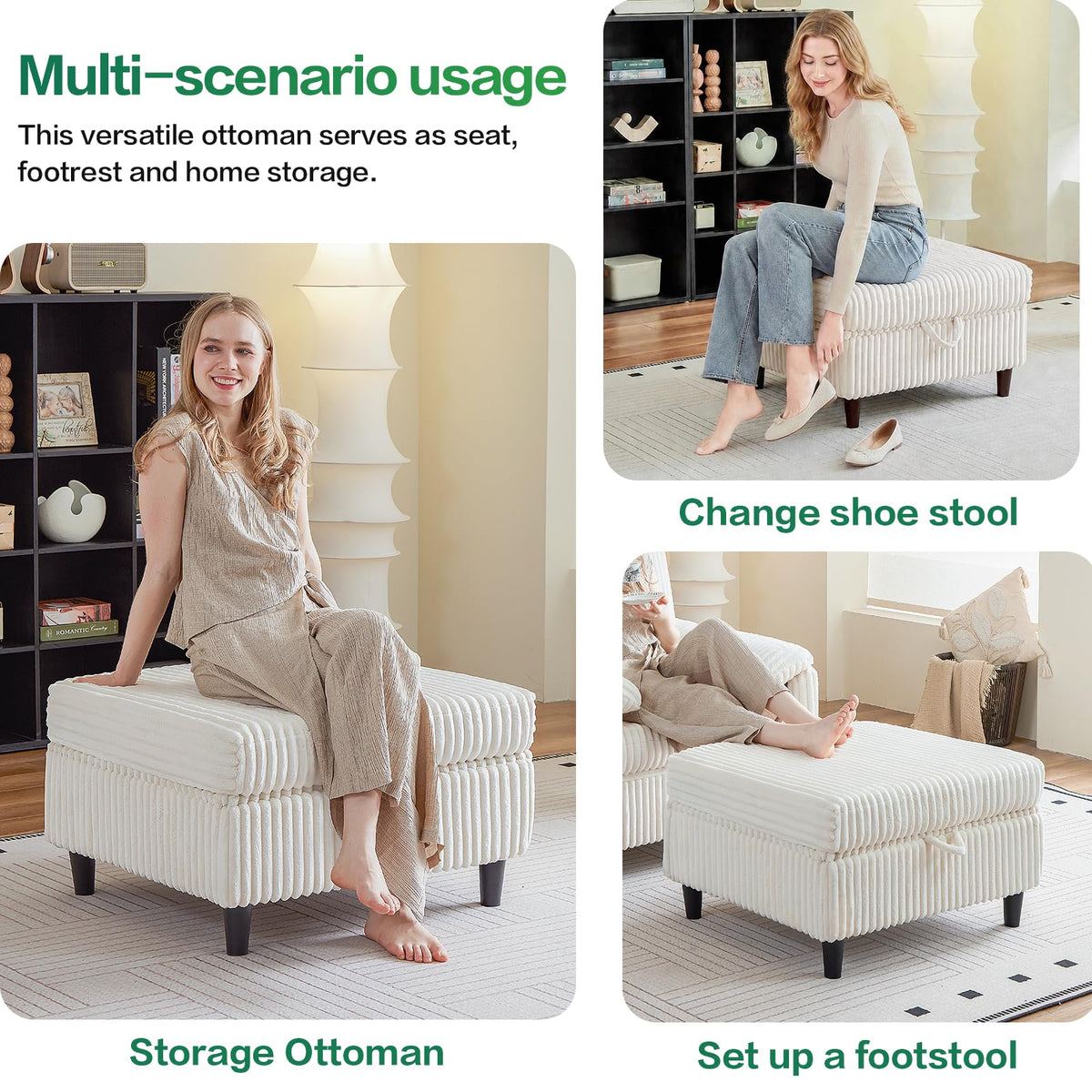 Corduroy Storage Ottoman