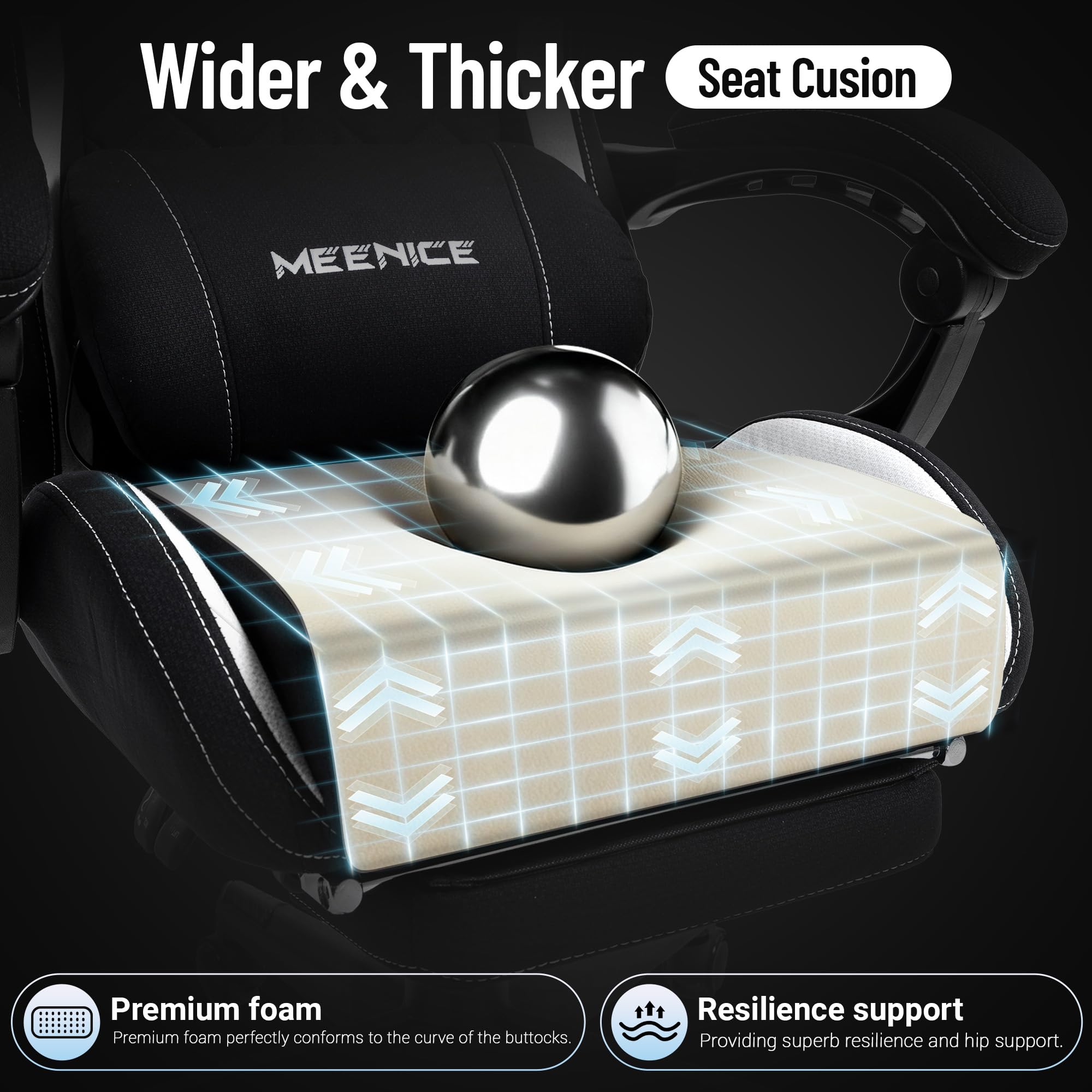 Oversized Gaming Chair with Pocket Spring Cushion & Massage Lumbar