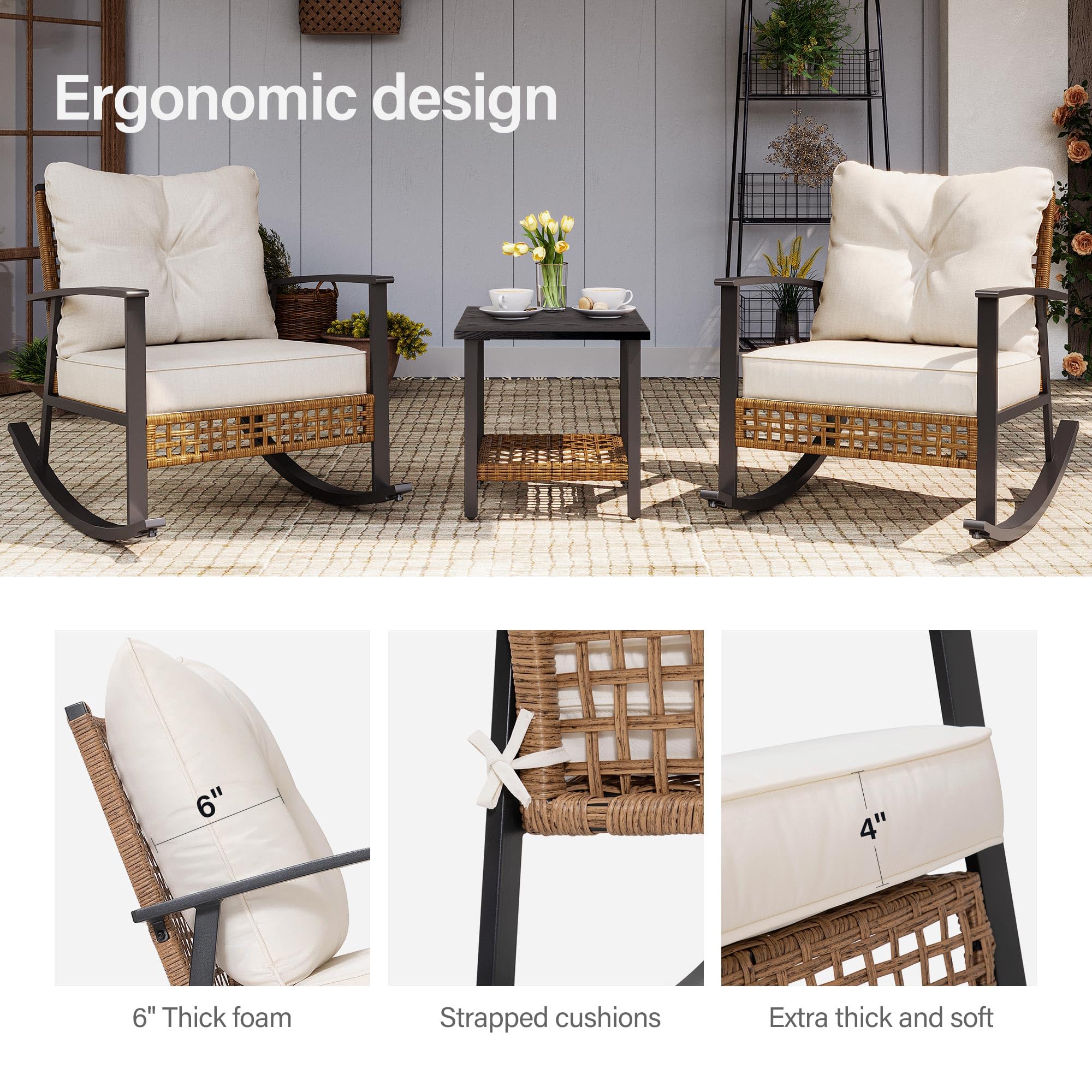 3-Piece Outdoor Rocking Bistro Set