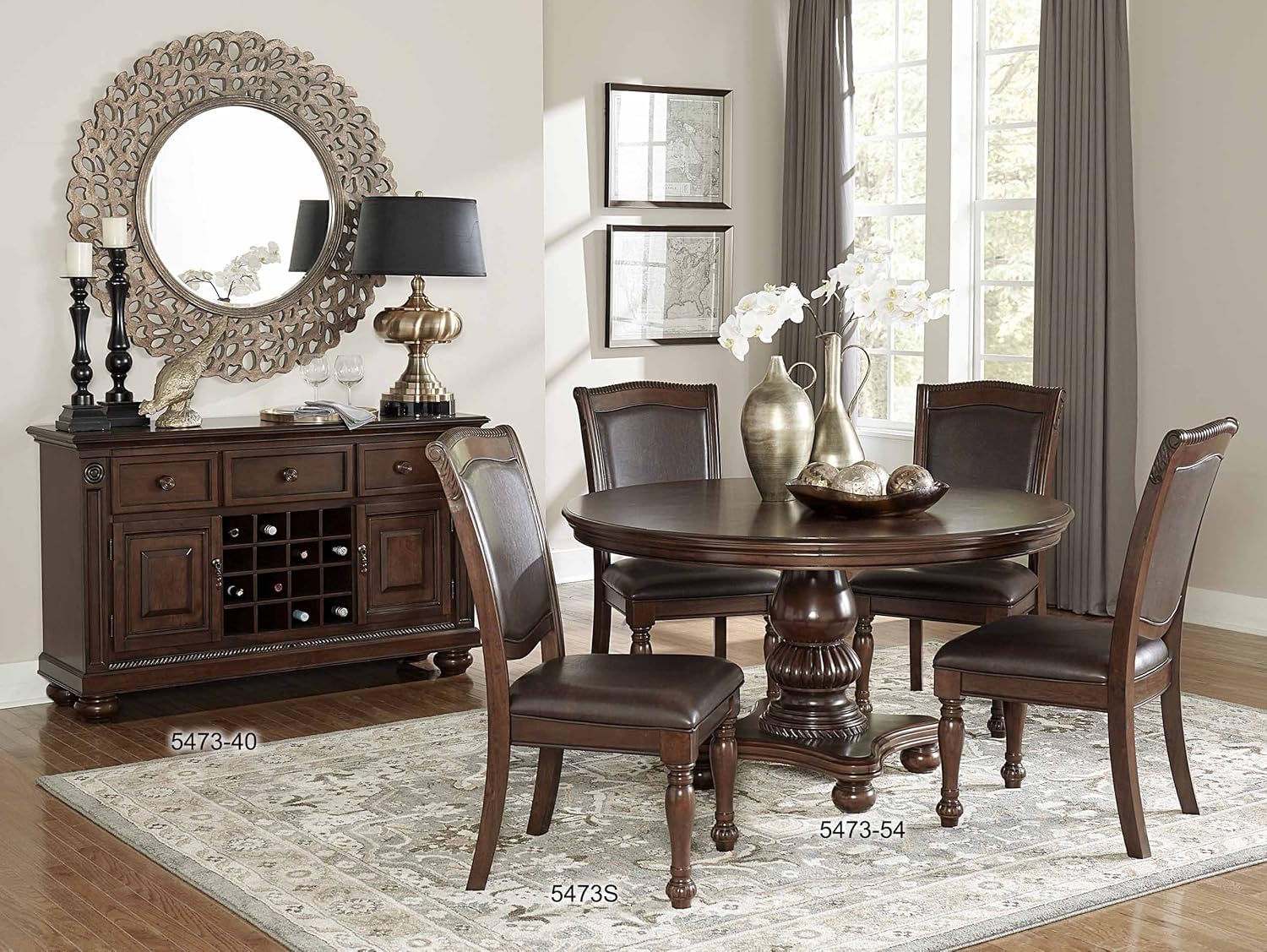 Traditional Dining Chairs, Set of 2 – Cherry Finish