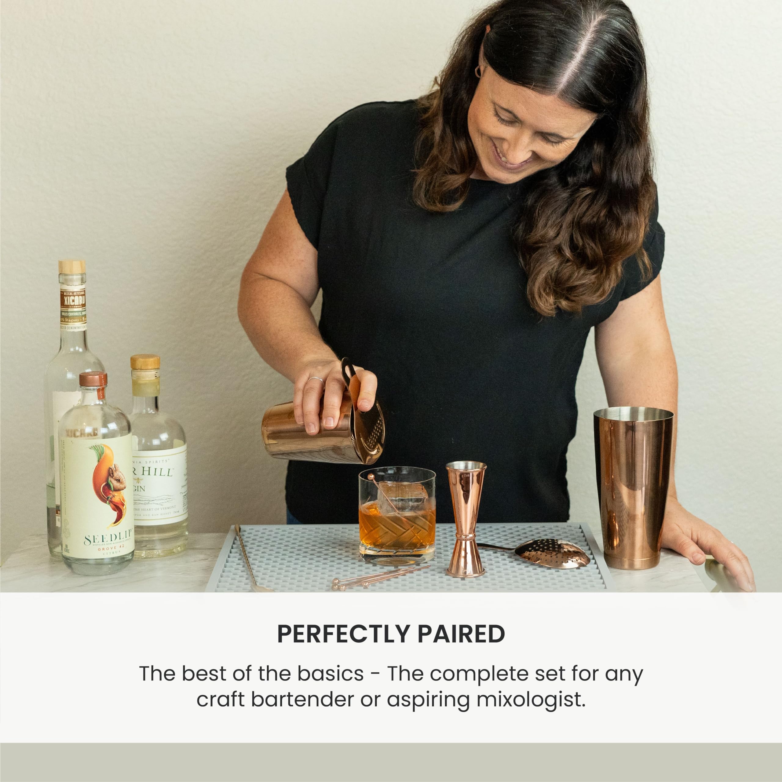 A Bar Above 14-Piece Stainless Steel Bartender Kit, Premium Professional Barware Set for Home Bars and Mixologists, Includes Cocktail Shaker, Jigger, Spoon, Strainers, Muddler, Picks, and More