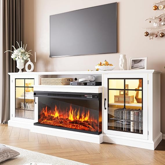 White Fireplace TV Stand