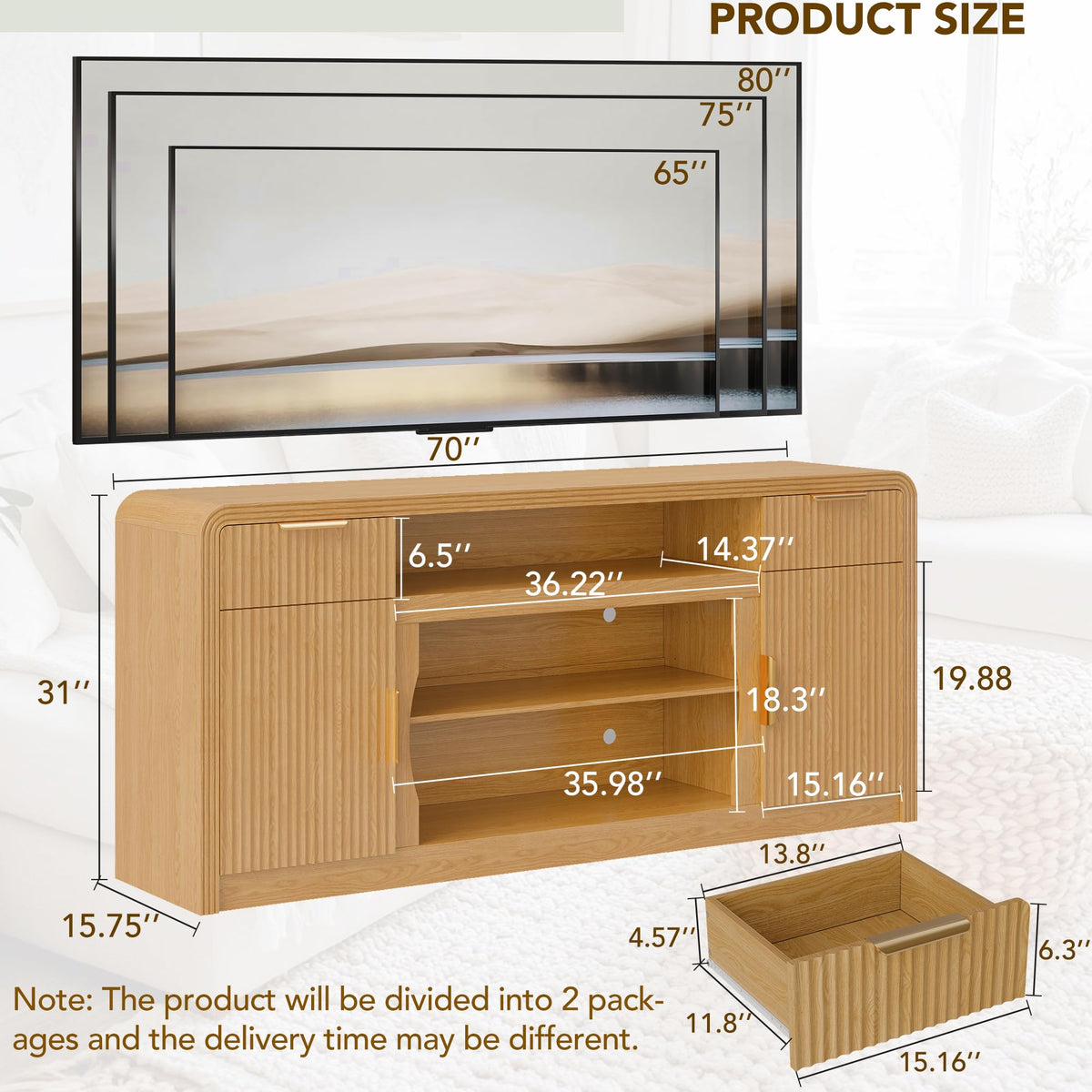 Fluted LED TV Stand