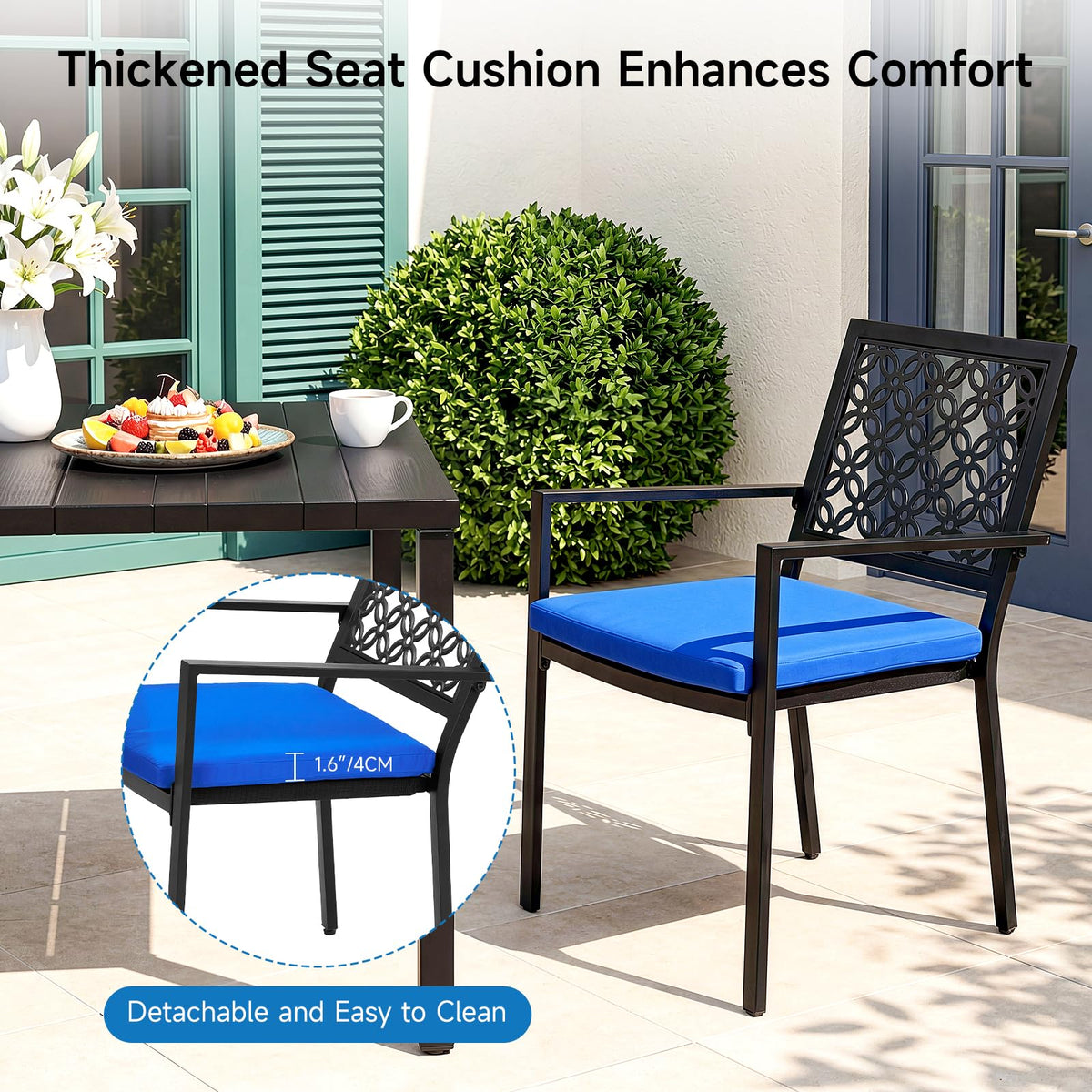 7 Piece Outdoor Dining Set with 6 Dining Chairs for Deck Garden Poolside