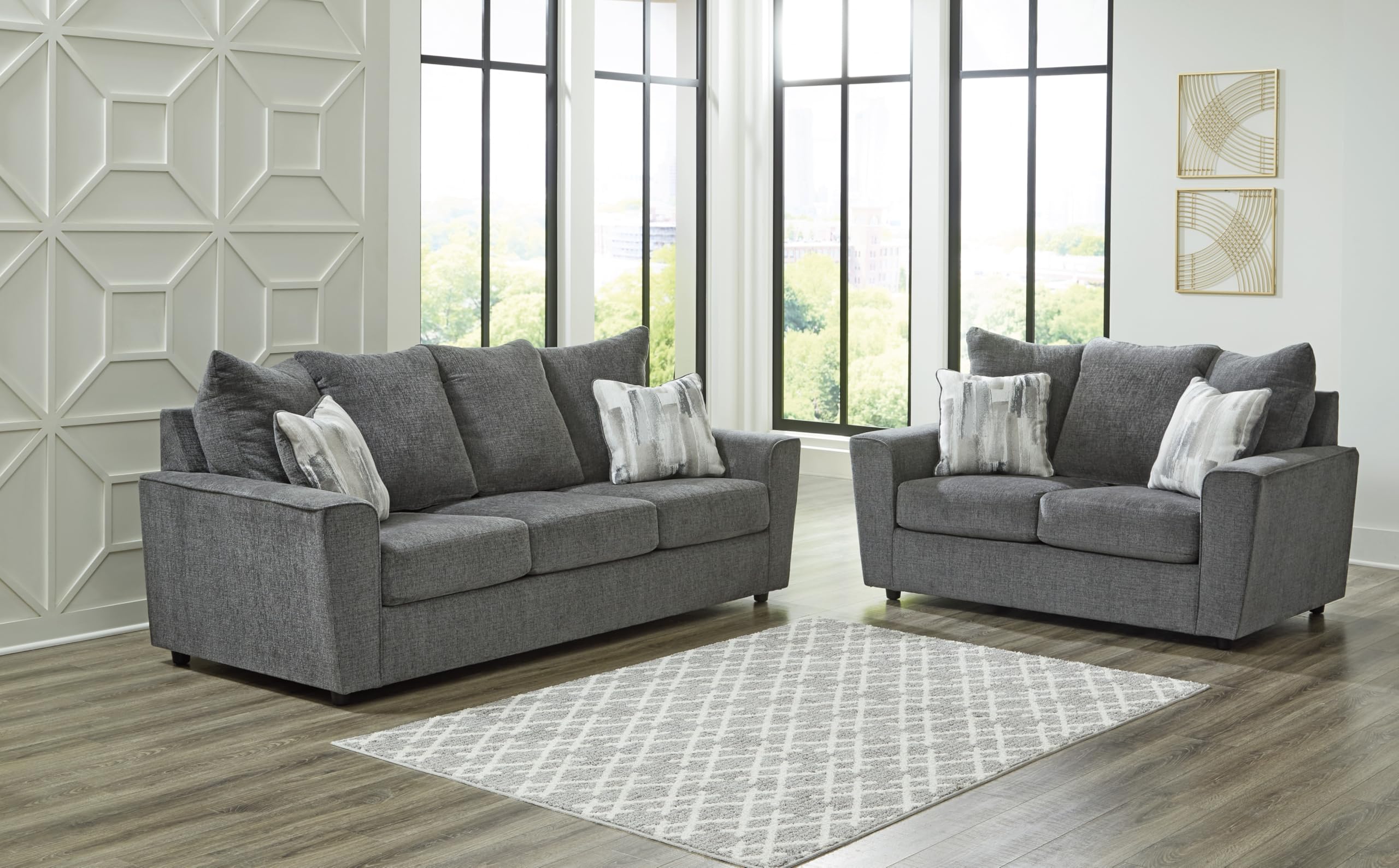 Dark Gray Flared Arm Chenille Sofa