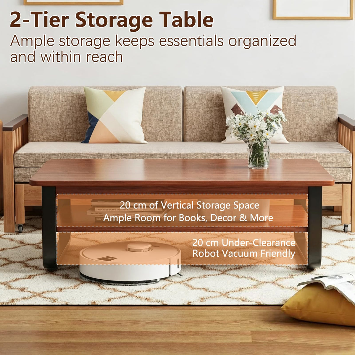 Two-Tier Coffee Table with Rounded Corners