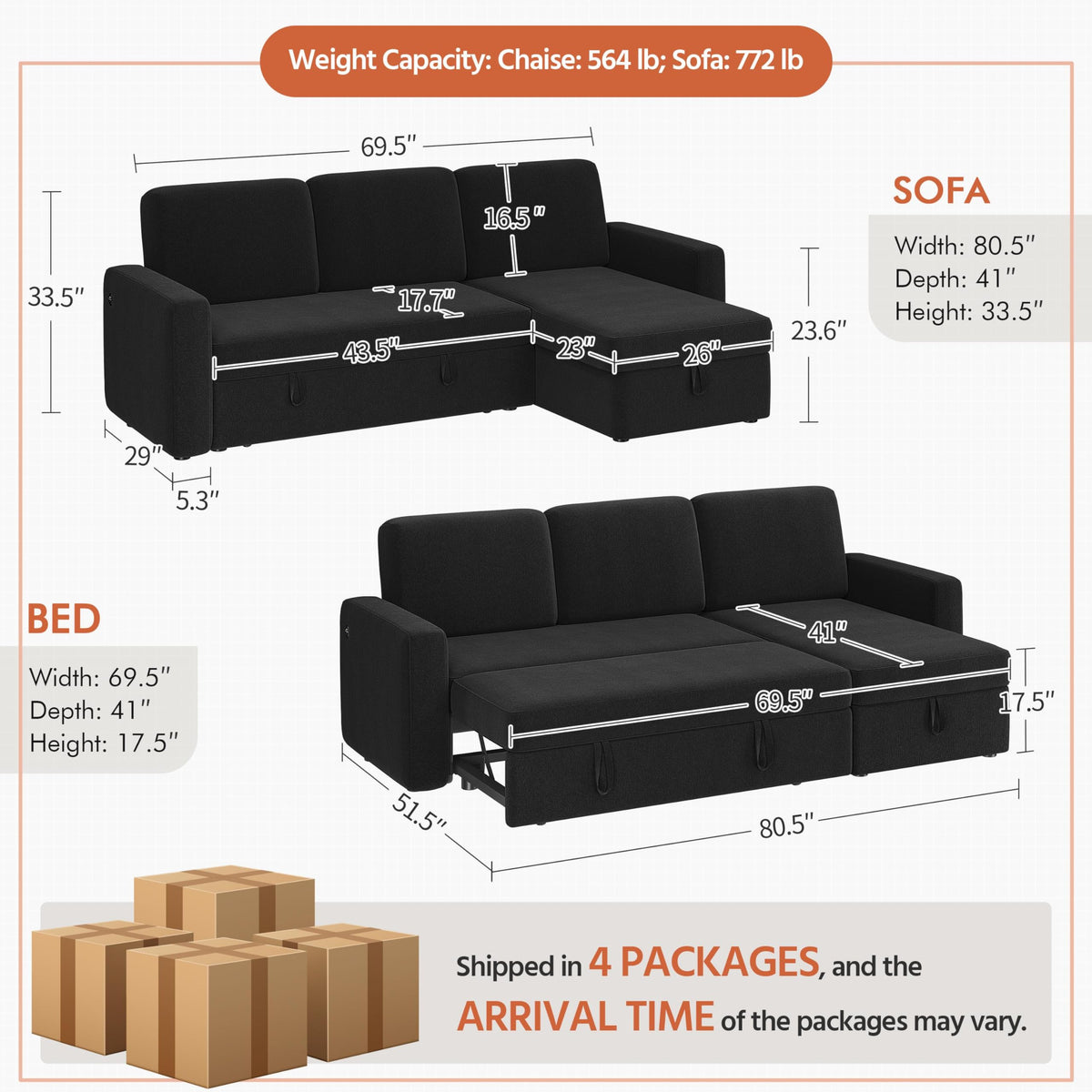 Reversible Sleeper Sectional with Storage